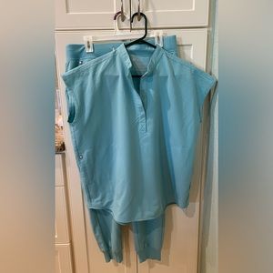 FIGS AQUA SET MED TOP AND LARGE BOTTOM EUC AS SEEN IN PICS